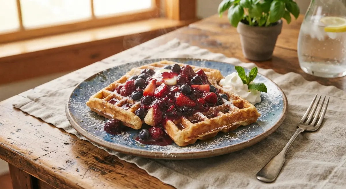 Waffles with Fruit Compote